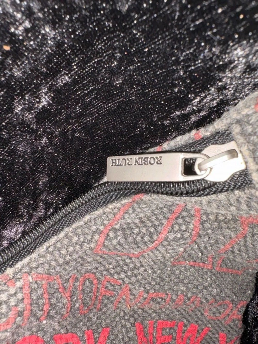 Robin Ruth New York Canvas Hobo Shoulder Bag M Gray/Pink Urban Y2K Streetwear